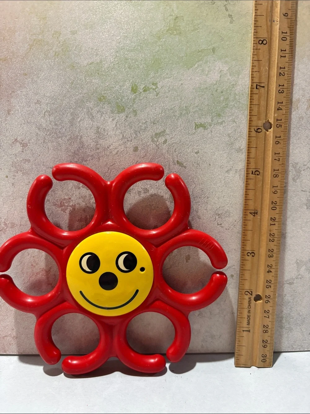 Vintage LEGO Primo red flower  elephant rattle ring 1990s baby